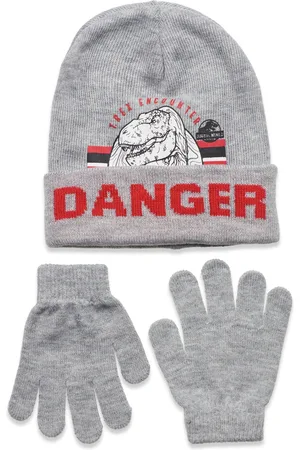 Jurassic World Set Cap + Glooves Accessories Headwear Hats Beanie Grey
