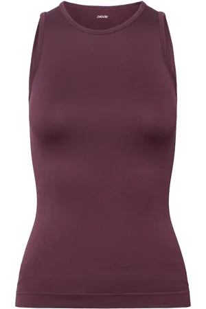 ZEBDIA Women Seamless Tank Top "Rib" Sport T-shirts & Tops Sleeveless Burgundy