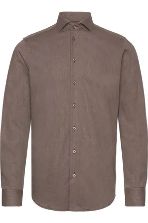 BOSWEEL SHIRTS EST. 1937 Slim Fit Mens Shirt Tops Shirts Casual Brown