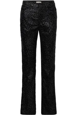 Zadig & Voltaire Pistol Velvet Glitter Bottoms Trousers Straight Leg Black