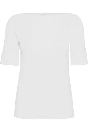Ralph Lauren Stretch Cotton Boatneck Tee Tops T-shirts & Tops Short-sleeved White