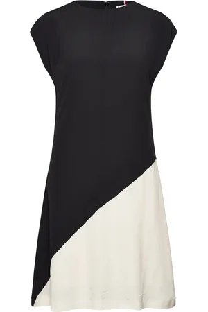 Tommy Hilfiger Viscose Blocked Knee Dress Polvipituinen Mekko Black