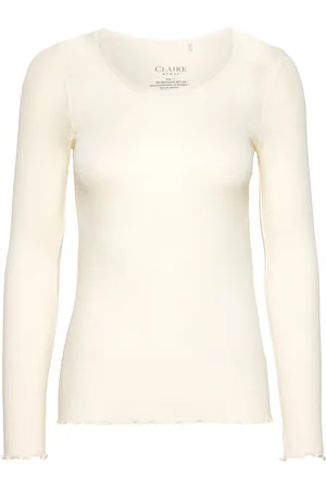 Claire Woman Cwamber T-Shirt Tops T-shirts & Tops Long-sleeved Cream