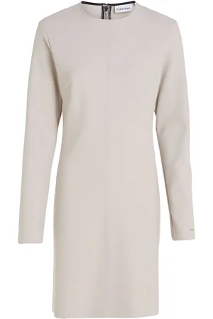 Calvin Klein Hw Viscose Fit & Flare Dress Lyhyt Mekko Cream