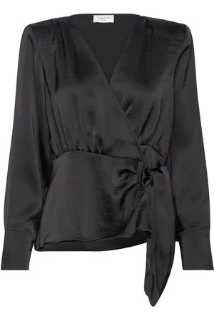 Norr Gili Wrap Top Tops Blouses Long-sleeved Black