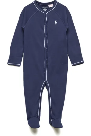 Ralph Lauren Cotton Footed Coverall Pitkähihainen Body Blue