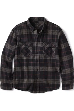 Brixton Bowery L/S Flannel Tops Shirts Casual Grey