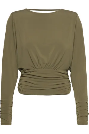 Gina Tricot Draped Back Top Tops Blouses Long-sleeved Khaki Green