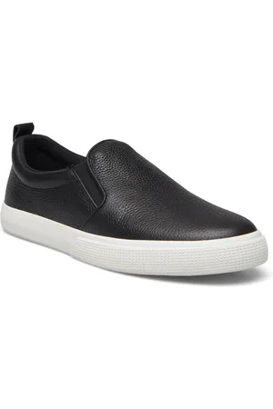 Ralph Lauren Haddley Tumbled Leather Slip-On Sneaker Tennarit Sneakerit Black