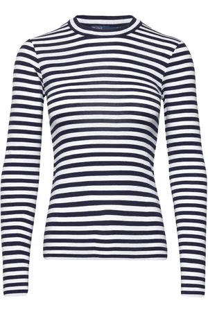Ralph Lauren Striped Ribbed Long-Sleeve Tee Tops T-shirts & Tops Long-sleeved Navy