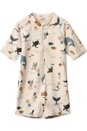 Liewood Max Printed Shortsleeve Swim Jumpsuit Swimwear Uv Clothing Uv Suits Beige