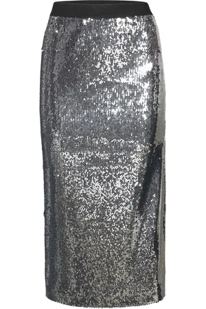 Stella Nova Sequins Midi Skirt Designers Knee-length & Midi Silver
