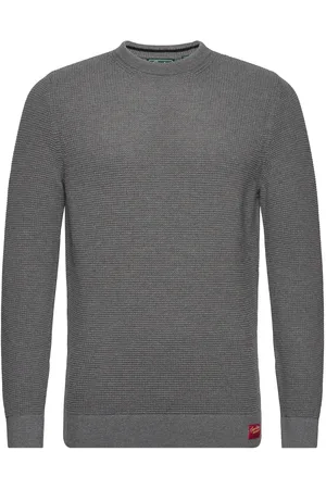 Superdry Textured Crew Knit Jumper Tops Knitwear Round Necks Grey