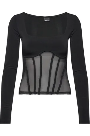 Gina Tricot Mesh Details Top Tops Blouses Long-sleeved Black