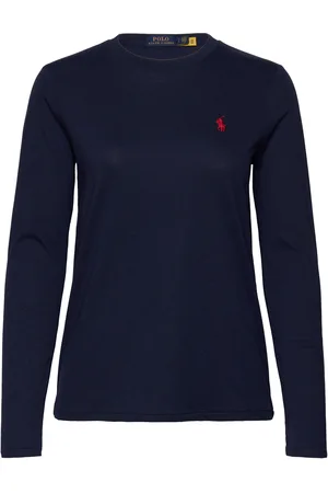 Ralph Lauren Long-Sleeve Jersey Crewneck Tee Tops T-shirts & Tops Long-sleeved Blue