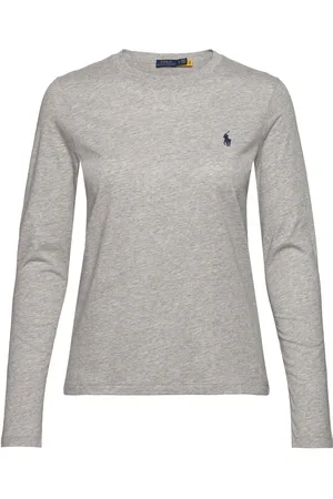 Ralph Lauren Long-Sleeve Jersey Crewneck Tee Tops T-shirts & Tops Long-sleeved Grey