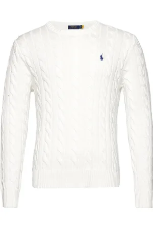 Ralph Lauren Cable-Knit Cotton Sweater Designers Knitwear Round Necks White
