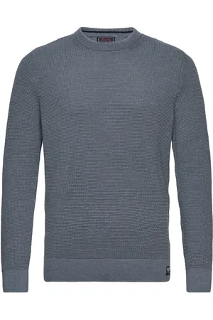Superdry Textured Crew Knit Jumper Tops Knitwear Round Necks Navy