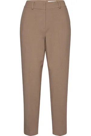 SELECTED Slfrita-Ria Mw Crop Pant Camel Mel Noos Bottoms Trousers Straight Leg Beige