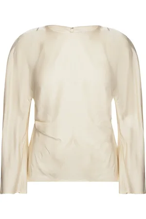 By Malina Mackenzie Wide Sleeve Draped Blouse Tops Blouses Long-sleeved Cream