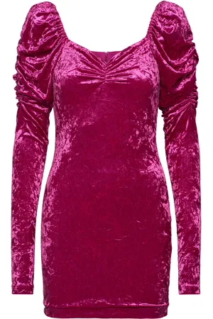 ROTATE Velvet Puff Mini Dress Designers Short Dress Pink