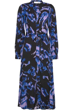 SELECTED Slfcendela Ls Midi Shirt Dress B Polvipituinen Mekko Black