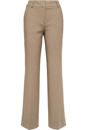 SELECTED Slfrita Mw Wide Pant Camel Mlg N Noos Bottoms Trousers Suitpants Beige