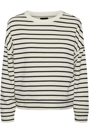 Pieces® Pcchilli Ls Sweat Stripes Noos Bc Tops Sweat-shirts & Hoodies Sweat-shirts Cream