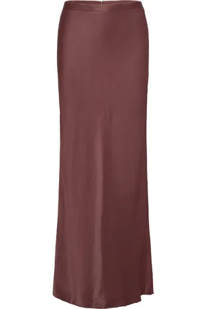 Dagmar Shiny Long Skirt Pitkä Hame Brown