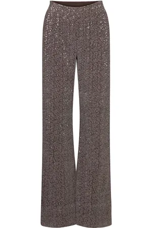 STINE GOYA Markus, 1903 Sequins Jersey Designers Trousers Wide Leg Brown