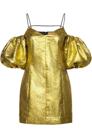 STINE GOYA Brera, 1918 Organza Jacquard Designers Short Dress Gold
