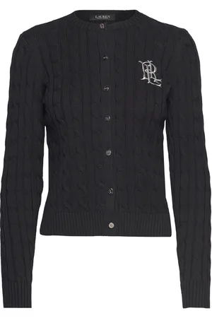 Ralph Lauren Cable-Knit Cotton Cardigan Tops Knitwear Cardigans Black