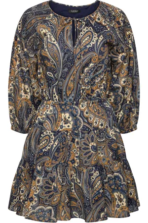 Ralph Lauren Paisley Cotton Voile Tiered Dress Lyhyt Mekko Navy