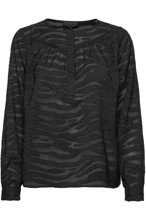 Levete Room Lr-Enya Tops Blouses Long-sleeved Black