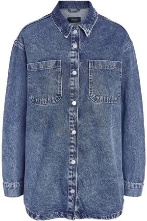 Noisy May Nmalva L/S Denim Shacket Az351Mb Noos Tops Shirts Denim Shirts Blue