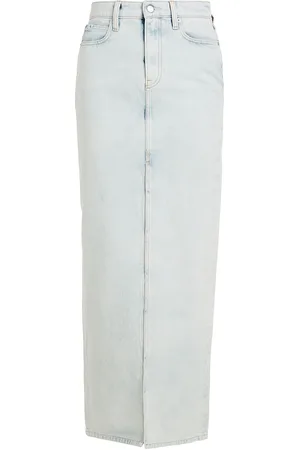 Calvin Klein Front Split Maxi Denim Skirt Pitkä Hame Blue