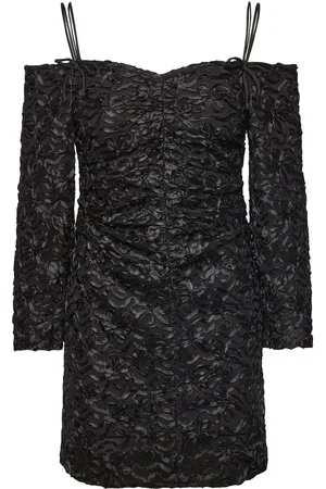 Ganni Ribbon Tulle Designers Short Dress Black