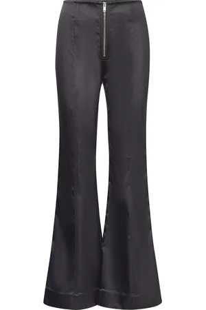 Ganni Double Satin Designers Trousers Flared Black