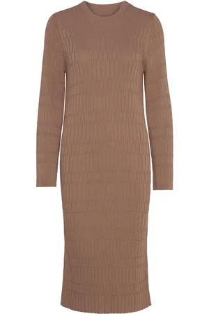 GANT Textured Knit Dress Polvipituinen Mekko Brown