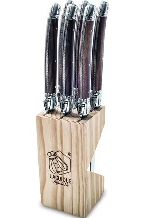 Laguiole Style de Vie Steak Knives Laguiole Set 6 Home Tableware Cutlery Steak Cutlery Brown