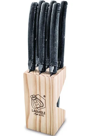 Laguiole Style de Vie Steak Knives Laguiole Set 6 Home Tableware Cutlery Steak Cutlery Black