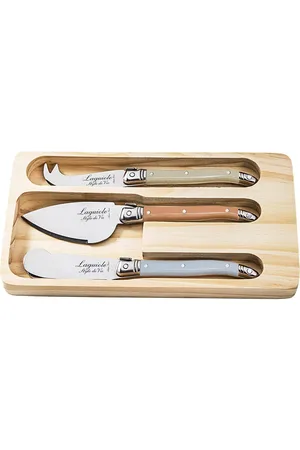 Laguiole Style de Vie Cheese Knives Laguiole Set 3 Home Tableware Cutlery Cheese Knives Brown