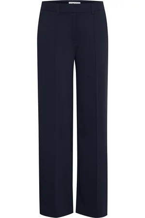 Ichi Ihkate Sus Office Wide Pa Bottoms Trousers Wide Leg Blue