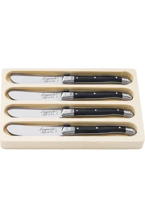 Laguiole Style de Vie Butter Knives Laguiole Set 4 Home Tableware Cutlery Butter Knives Black