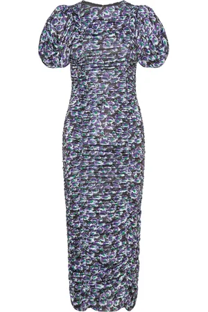 ROTATE Coated Jersey Puffy Dress Designers Knee-length & Midi Blue