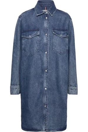 Tommy Hilfiger Dnm Ls Shirt Dress Lea Dresses Shirt Dresses Blue
