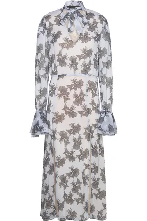 ROTATE Chiffon Bow Midi Dress Designers Knee-length & Midi Blue
