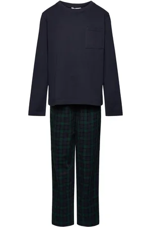 MANGO Two-Pieces Check Long Pyjamas Pyjamasetti Pyjama Navy