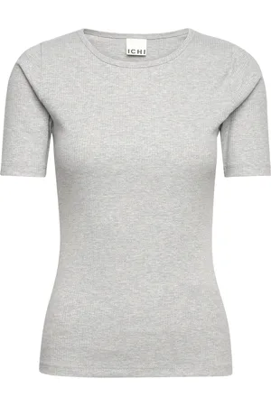 Ichi Ihpalmer Rib Ss Tops T-shirts & Tops Short-sleeved Grey