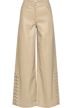 2nd Day 2Nd Edition Hero Tt - Soft Pu Lamb Bottoms Trousers Wide Leg Beige